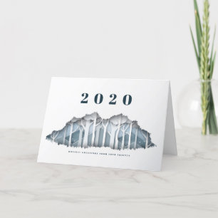 Modern Snowy Winter Scene   New Year's Greetings Holiday Card