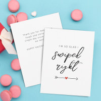 Modern So Glad I Swiped Right Valentine's Flat