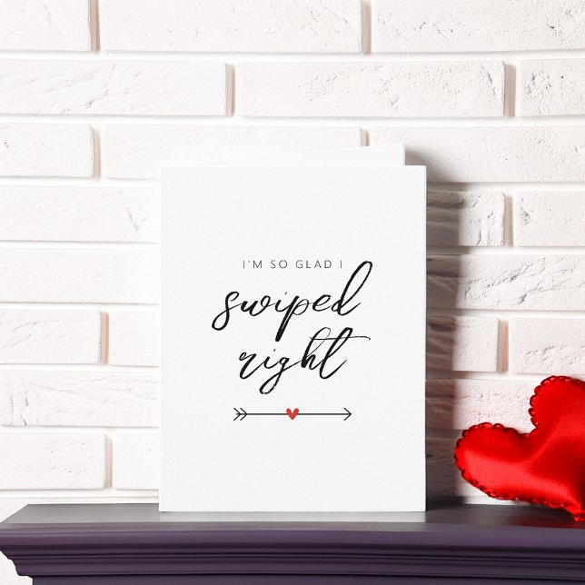 Modern So Glad I Swiped Right Valentine's Holiday Card (Modern So Glad I Swiped Right Valentine's Holiday Card)