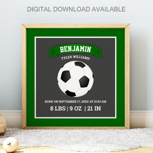 Modern Soccer Ball Baby Birth Stats Poster
