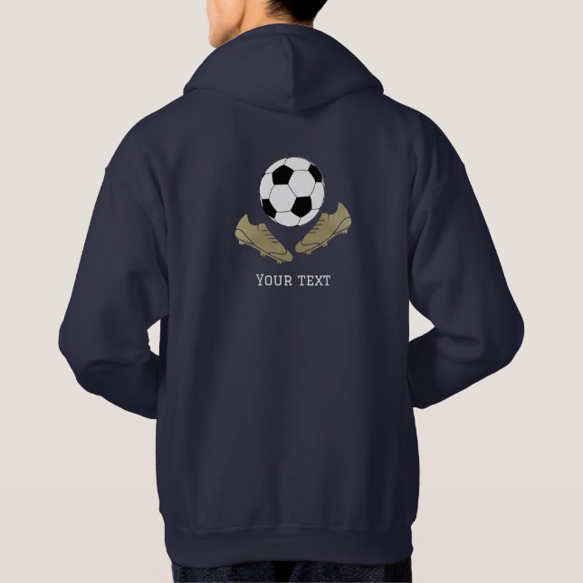 Modern Soccer Cleats Ball Navy Blue Hoodie (Back)