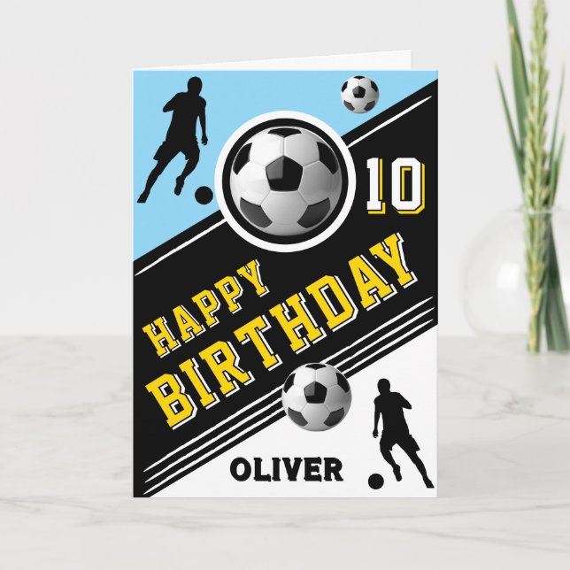 Modern Soccer Football Ball Player Birthday  Card (Front)