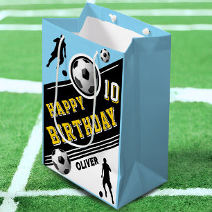 Modern Soccer Football Ball Player Birthday  Medium Gift Bag