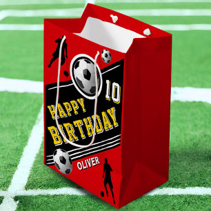 Modern Soccer Football Ball Player Birthday  Medium Gift Bag