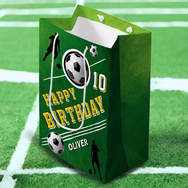 Modern Soccer Football Ball Player Birthday  Medium Gift Bag (Creator Uploaded)