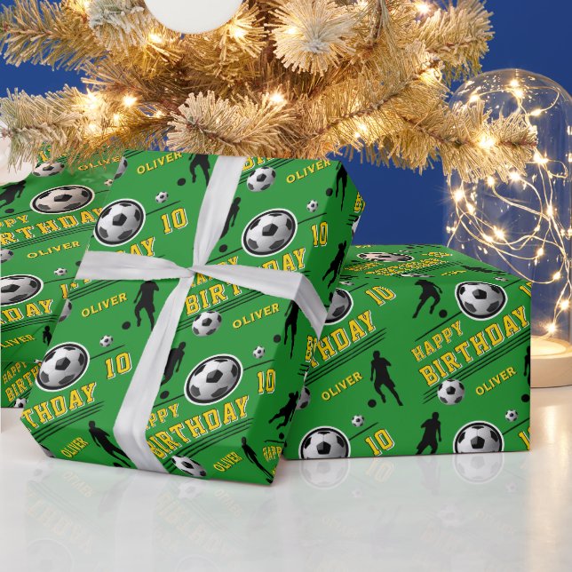 Modern Soccer Football Ball Player Birthday Wrapping Paper (Holidays)