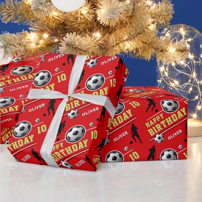 Modern Soccer Football Ball Player Birthday Wrapping Paper (Holidays)