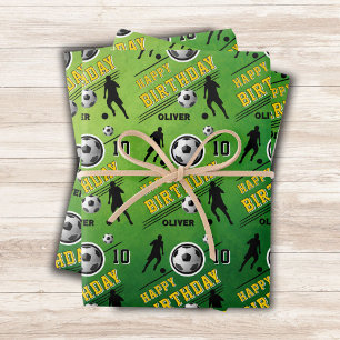 Modern Soccer Football Ball Player Birthday  Wrapping Paper Sheet