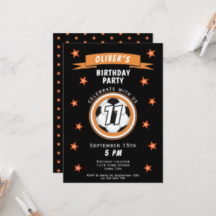 Modern Soccer Football Ball Star Sports Birthday Invitation