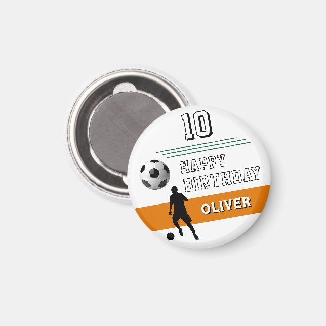 Modern Soccer Player Silhouette Happy Birthday Magnet (Front/Back)