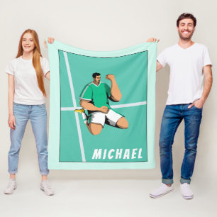 Modern Soccer Player Sports Theme Illustration Fun Fleece Blanket