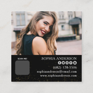 Modern social media add your logo photo QR code  S Square Business Card