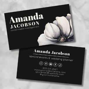 Modern Social Media Black Elegant Professional Business Card