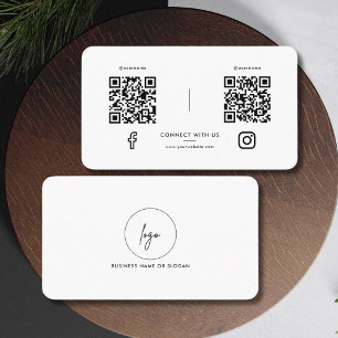 Modern Social Media Connect with us Black White Business Card