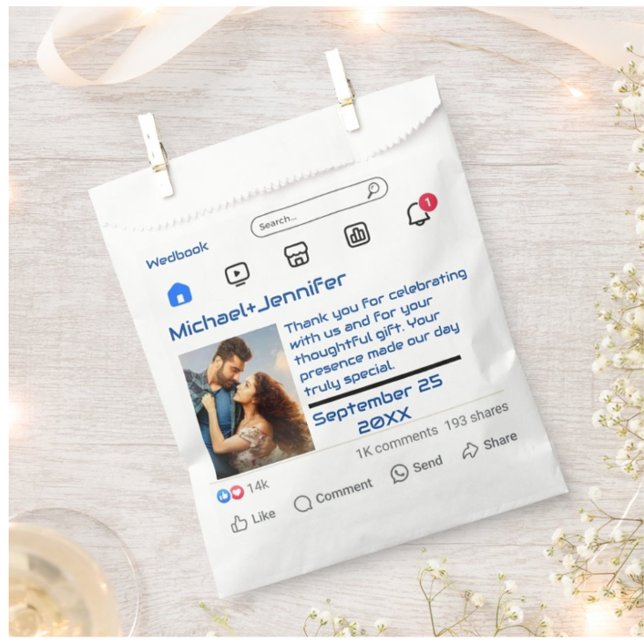 Modern Social Media Custom Message Wedding Favour Bags (Creator Uploaded)