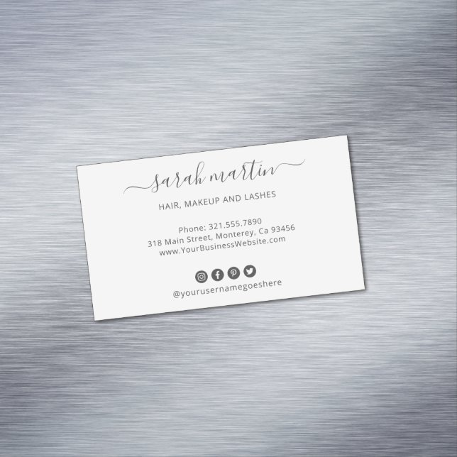 Modern Social Media Icons Elegant Magnetic Business Card (In Situ)