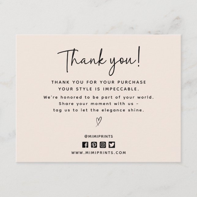 Modern, social media icons thank you card  (Front)