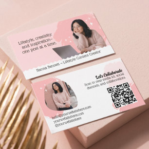 Modern Social Media Influencer Photo QR Code Business Card