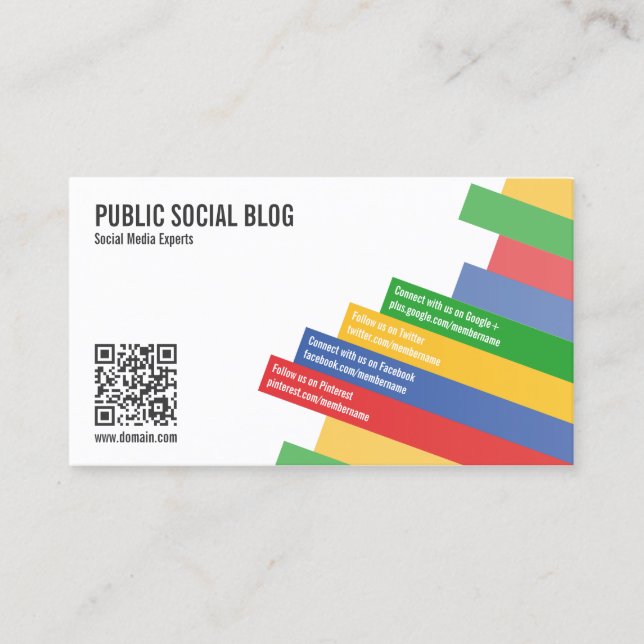 Modern Social Media QR Code Business Card (Front)
