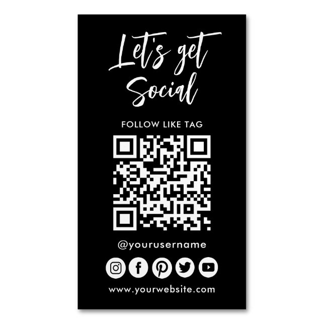 Modern Social Media QR Code Connect With Us Magnetic Business Card (Front Vertical)