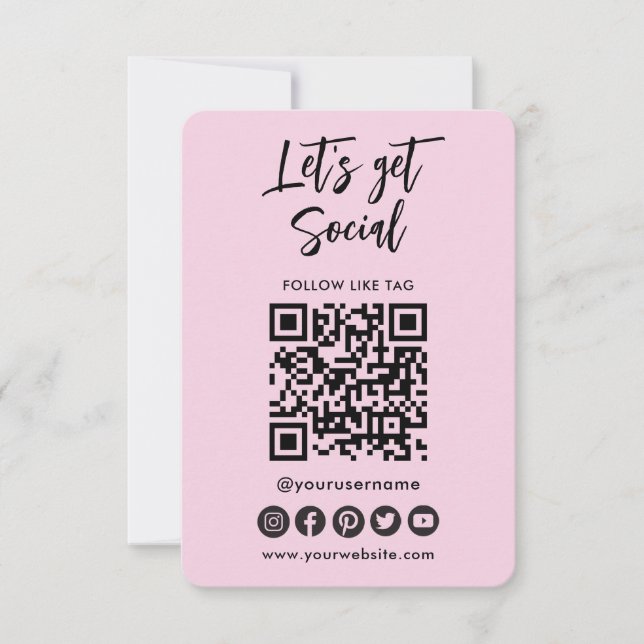 Modern Social Media QR Code Connect With Us Pink B Invitation (Front)
