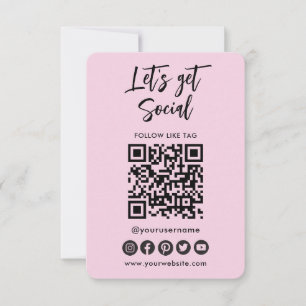 Modern Social Media QR Code Connect With Us Pink B Invitation
