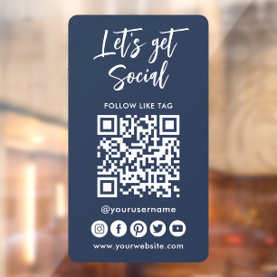 Modern Social Media QR Code Connect With Us Window Cling