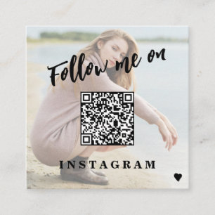 Modern social media QR CODE custom photo Square Business Card