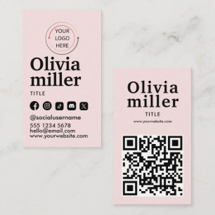 Modern Social Media QR Code   Minimalist Portrait Business Card