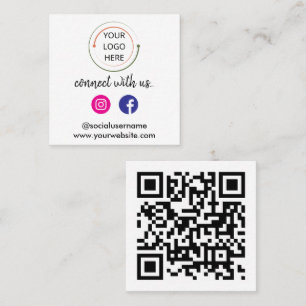 Modern Social Media QR Code Minimalist Portrait Square Business Card