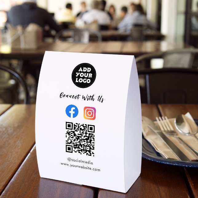 Modern Social Media QR Code |  Paper Tabletop Sign (Insitu(Restaurant))