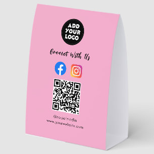 Modern Social Media QR Code    Paper Tabletop Sign