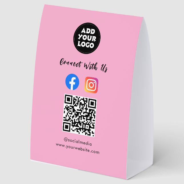 Modern Social Media QR Code |  Paper Tabletop Sign (Front)