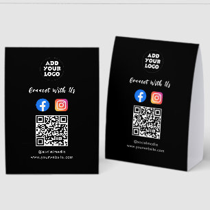 Modern Social Media QR Code Paper Tabletop Sign
