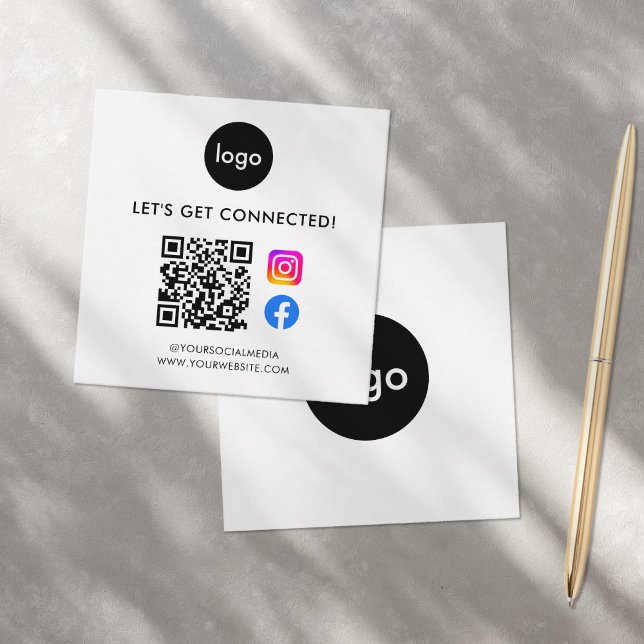 Modern Social Media QR Code Square Business Card (Creator Uploaded)