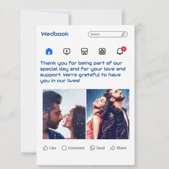 Modern Social Media-Themed Photo Wedding  Thank You Card (Creator Uploaded)