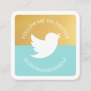 Modern Social Media Twitter Follow Me Photo Square Business Card
