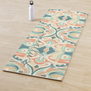 Modern Soft Beach Colours Abstract Mosaic Monogram Yoga Mat