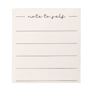 Modern Soft Beige Script LIned Notepad