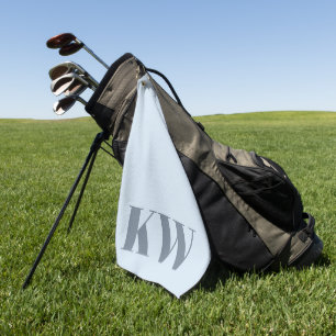 Modern Soft Blue Monogram Initials Personalised Golf Towel