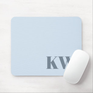 Modern Soft Blue Monogram Initials Personalized Mouse Mat