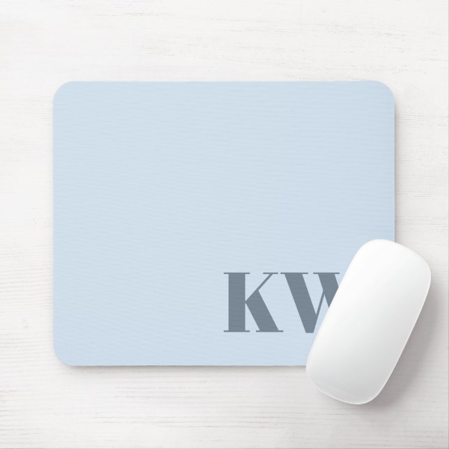 Modern Soft Blue Monogram Initials Personalized Mouse Mat (With Mouse)