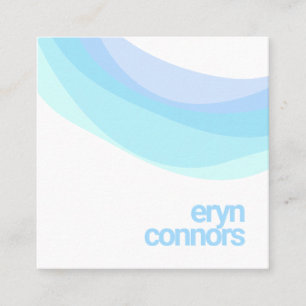 Modern Soft Blue Turquoise Waves Square Business Card