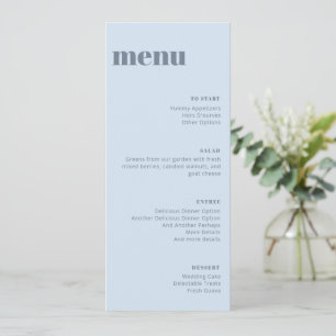 Modern Soft Blue Wedding Tall Template Dinner Menu