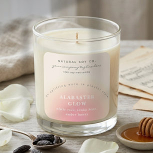 Modern Soft Blush Pink Beige Ombre Candle Label