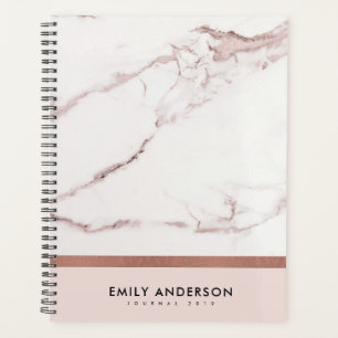 MODERN SOFT BLUSH PINK ROSE GOLD MARBLE TEXTURE PLANNER