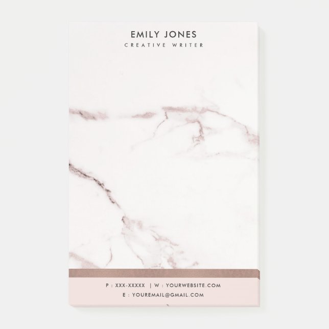 MODERN SOFT BLUSH PINK ROSE GOLD MARBLE TEXTURE POST-IT NOTES (Front)