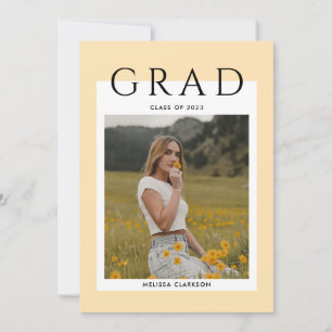 Modern Soft Butter Yellow Photo Graduation Party Invitation