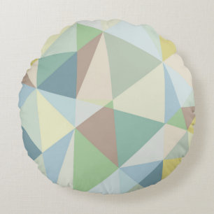 Modern Soft Colours Geometric Pattern Round Cushion