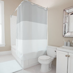 Modern Soft Grey Wide Monochromatic Stripes Shower Curtain